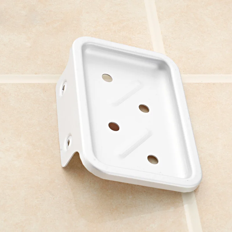 Square aluminum soap rack bathroom round soap box simple soap drain holder silver shelves durable restroom storage organizer