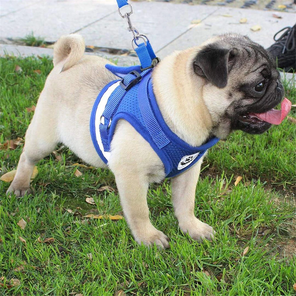 

Soft Breathable Reflective Hook & Loop Fastener Mesh Pet Dog Puppy Harness Vest Leash Set S M L XL 2018 Hot