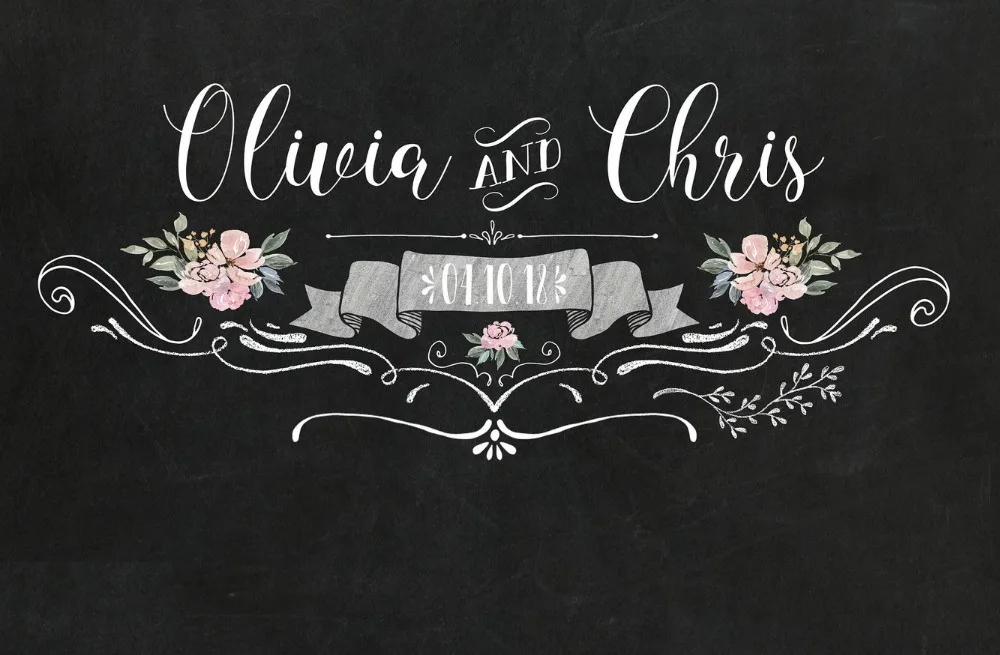 custom chalkboard pink floral bridal backdrops High quality Computer print wedding backgrounds | Электроника