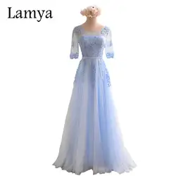 Ламия 2019 для женщин модные дешевые Длинные Тюль платья подружек невесты плюс размеры элегантное праздничное платье BD2715