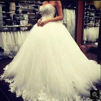 

2017 real picture ball gown lace appliques elegant wedding dress strapless sweetheart neck formal wedding gowns hot sale
