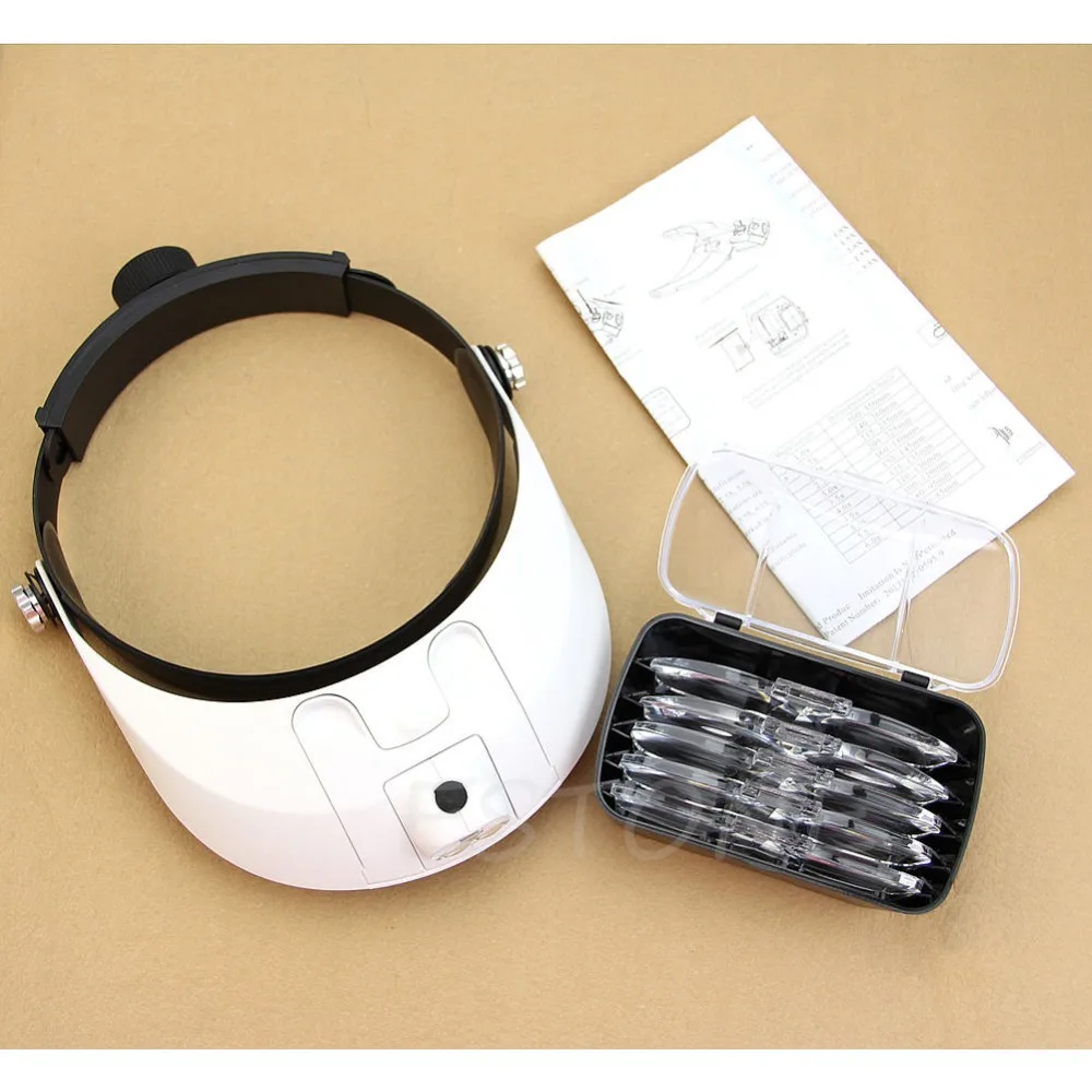 

LED Lamp Light Headband Headset Head Jeweler Magnifier Magnifying Glass Loupe
