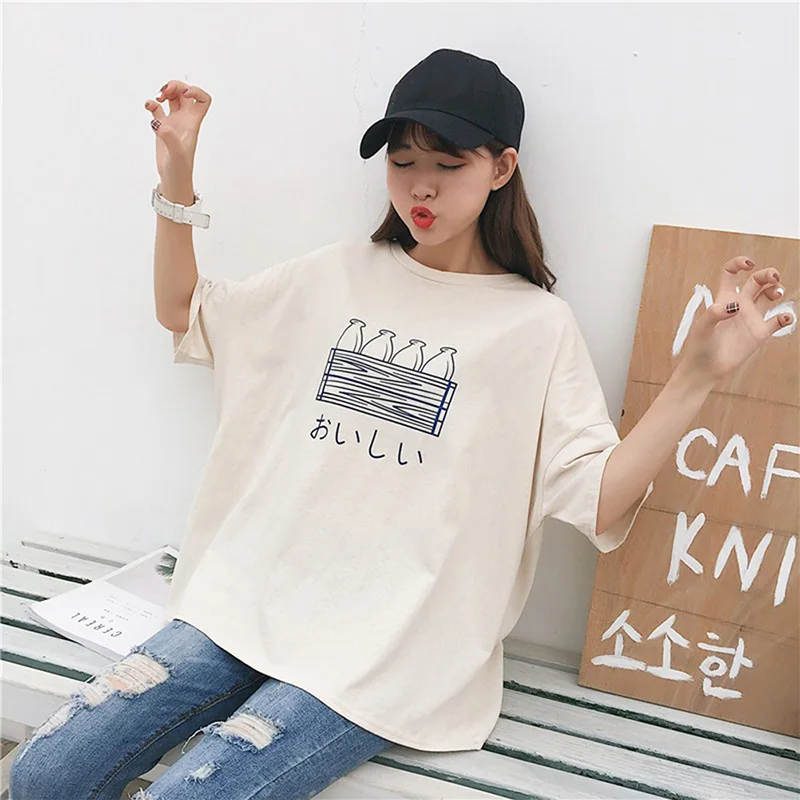 

Women Sweet Loose Short Sleeve Tops Kawaii T Shirt Summer Plus Size Tee Shirt Femme