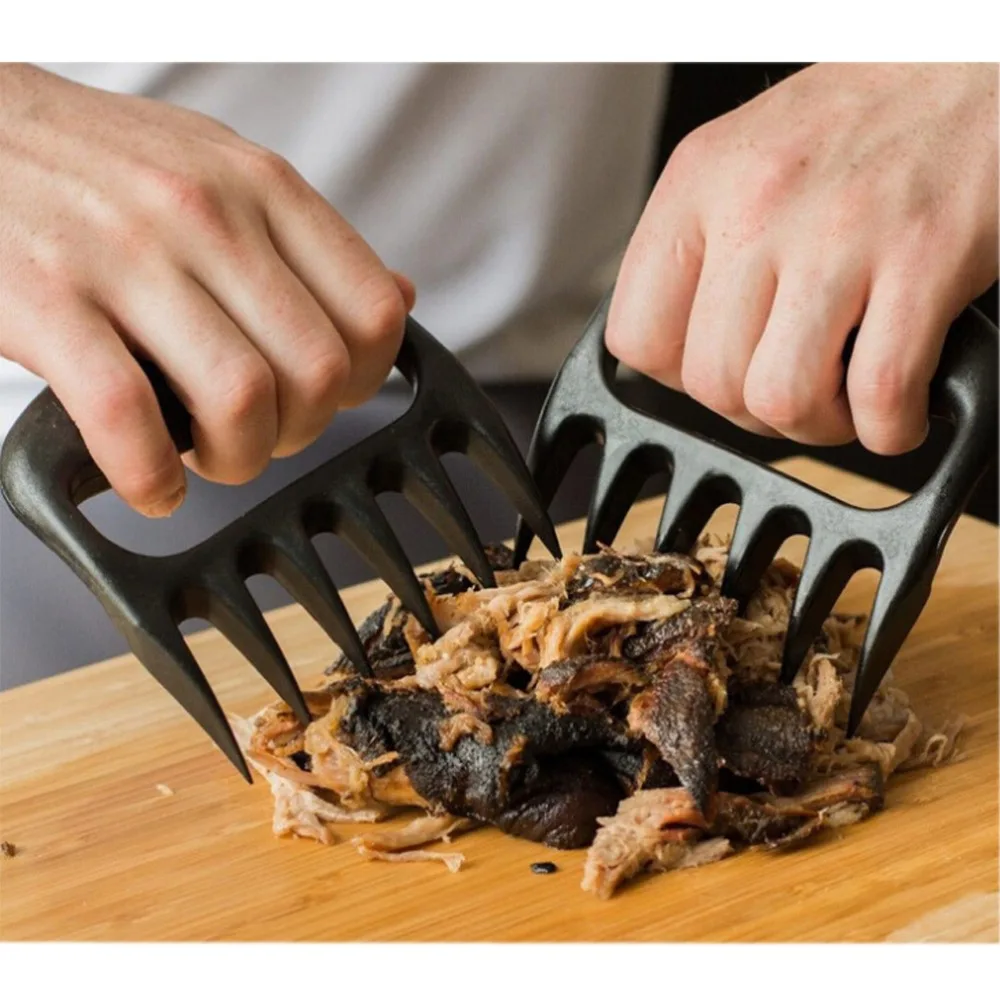 

1Pair Black Grizzly Bear Paws Claws Meat Handler Fork Tongs Lift Shred Pork BBQ Barbecue Tool Kitchen Dining Bar Party Supplies