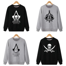 2017 Winter Fashion Video Game Assasins Pull Crewneck Sweat Pullover Assassins Creed Sweatshirt Black Grey