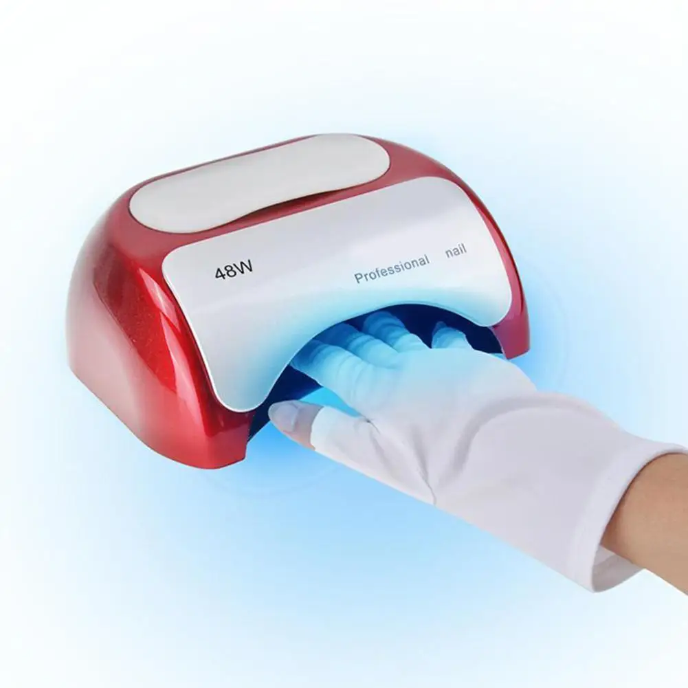 

1 Pair White Nail Gloves Manicure Tools Radiation Protection Gloves Nail Art Tools Anti-UV Hand Protection Gloves For UV Light