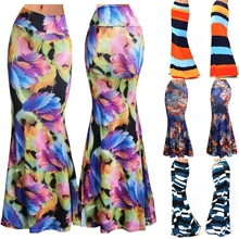 Модные женские туфли летние тапочки Длина макси юбка с цветочным принтом, обтягивающее пляжная юбка с высокой талией, в полоску Повседневное длинная юбка женский