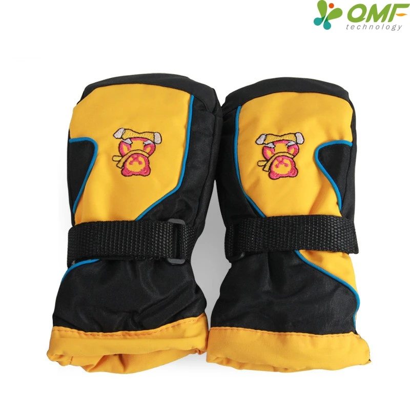 Lovely Bear Snowmobile Skiing Gloves Kids Winter Yellow Water Resistant Snowmobile Snowboarding
