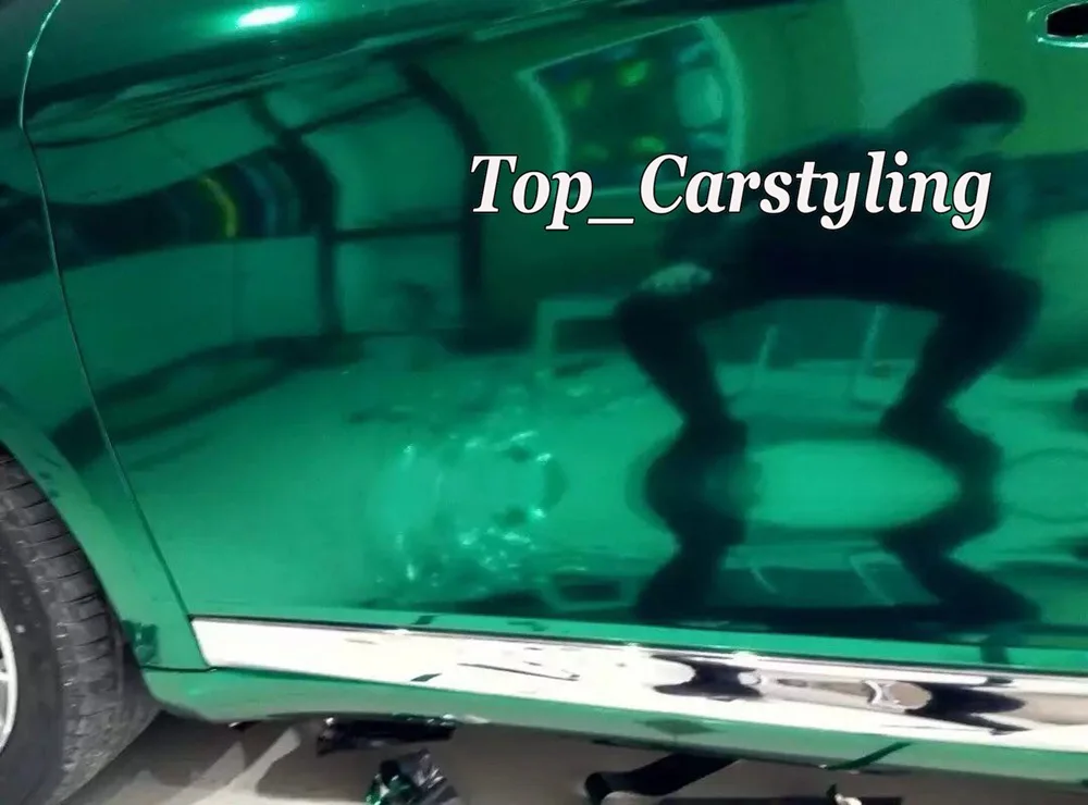 light green tiffany chrome stretch car wrapping film (6)