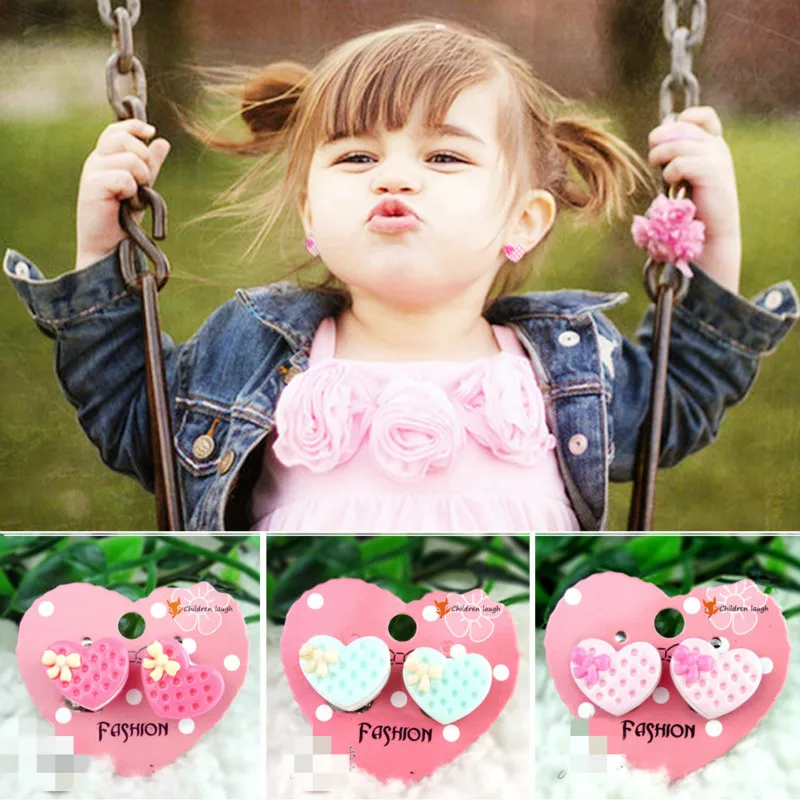 

Children's baby resin love with no hole and pain earring ear
