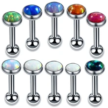 2 шт./лот, стальные серьги-гвоздики для ушной хрящ из опала, спиральные пирсинг, мочки, пирсинг верхних ушей, Лабрет, кольцо для Козелка, пирсинг