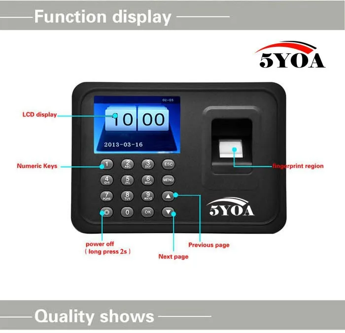 Биометрическая система Фингерпринта времени часы рекордер работник электронный Английский Португальский считыватель машина