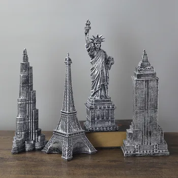 

American Peugeot of Liberty Statue Creative Resin Eiffel Tower With Empire State Building and Burj Khalifa Sculpture Home Decor