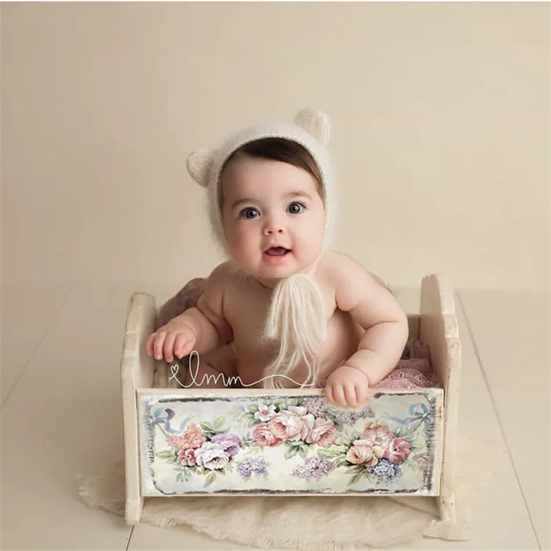 Реквизит для новорожденных; фон для фотосъемки с принтом в виде деревянной кровати; аксессуары для студийной фотосъемки в стиле ретро; реквизит для фотосъемки для маленьких девочек