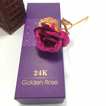 

25CM Handcrafted 24k Gold Foil Rose Flower Dipped Long Stem Lovers Wedding Gift 1pc Pink Eternal Flower Free Shipping