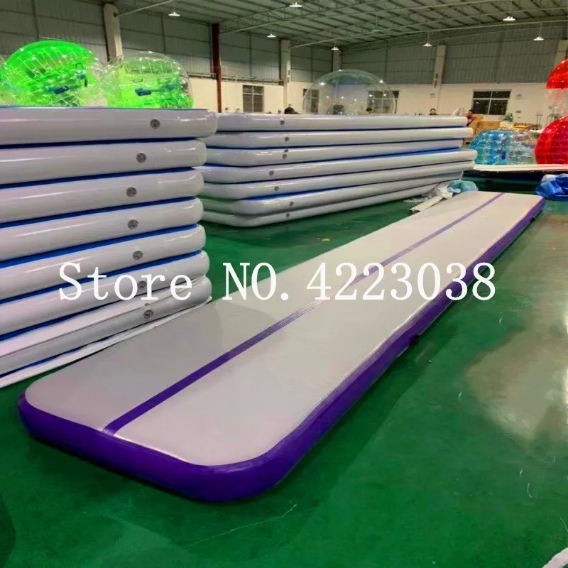 Самая низкая цена гигантские 8x8x03 м надувные дорожки для гимнастики 4 м, 6 м, 8 м, 30 см - Цвет: purple and grey