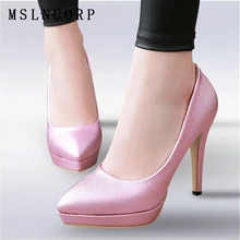 Plus Size 34-43 New Fashion Platform Women Pumps Pointed Toe Thin High Heels Shoes Woman Bride Wedding Dress Party zapatos mujer Plus Size 34-43 New Fashion Platform Women Pumps Pointed Toe Thin High Heels Shoes Woman Bride Wedding Dress Party zapatos mujer