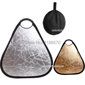 

Pro With Bag Portable Collapsible 2 in 1 2in1Triangular 60cm 24'' Gold Silver Light Flash Photography Studio Grip Hand Reflector