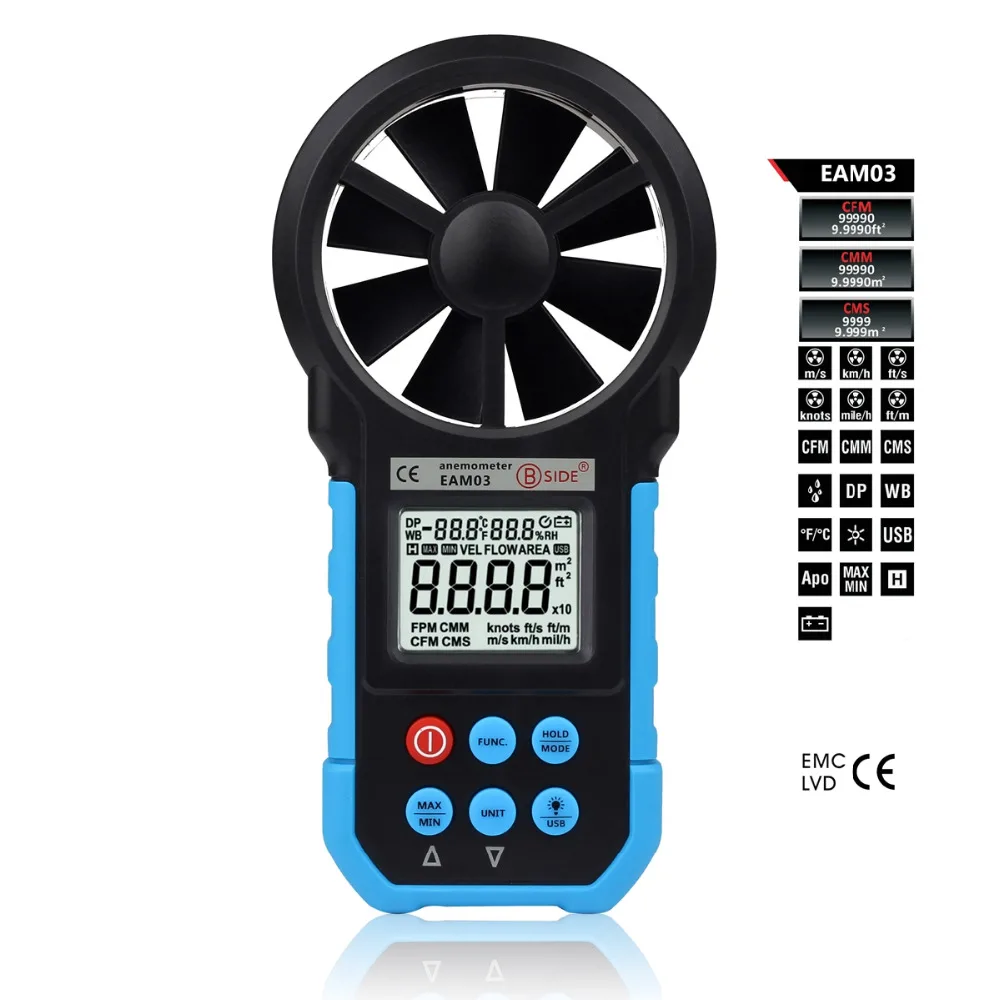 EAM03 Professional Digital Anemometer Wind Speed Meter Anemometro Air