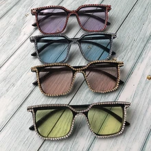 ZAOLIHU красочные алмазные Женские квадратные солнцезащитные очки форма Солнцезащитные очки Bule Желтый Розовый объектив UV400 очки мужские очки de sol