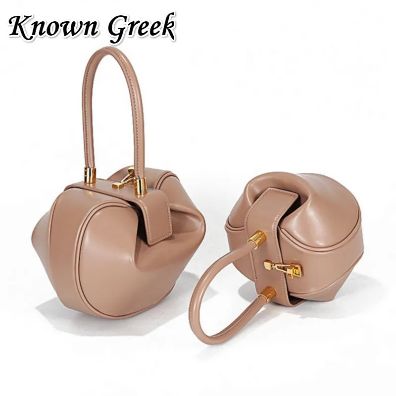 

2019 New Elegant Spherical Cow Genuine Leather Bags Women Small Designer Handbags High Quality Luxury Ladies Tote Bags