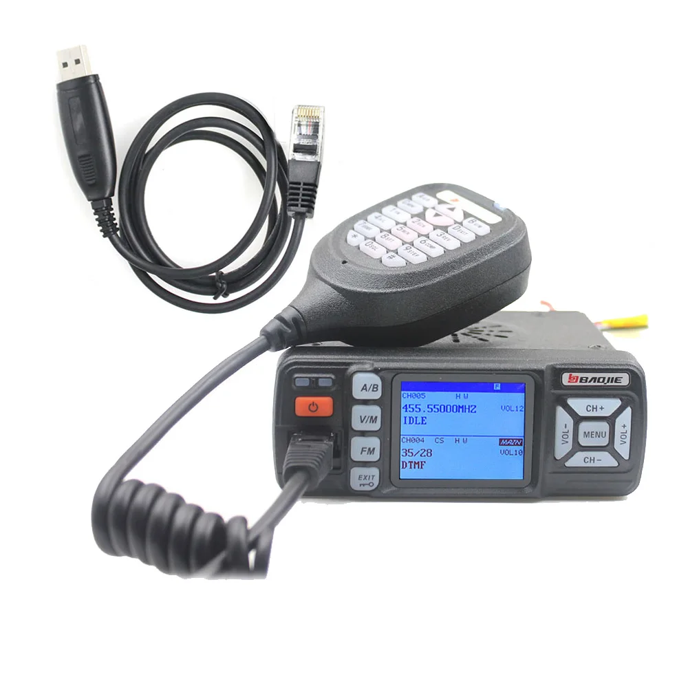 BAOJIE двухдиапазонное автомобильное мобильное радио BJ-318 VHF 136-174Mhz UHF 400-490MHz 256CH 25W двухстороннее радио FM приемопередатчик портативная рация - Цвет: BJ-318-USB