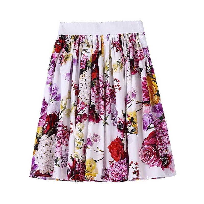 

Half Skirt Summer 2019 Runway New Women's Cotton Flower Printed Skirts Girls Holiday Beach Casual Skirt Jc2948