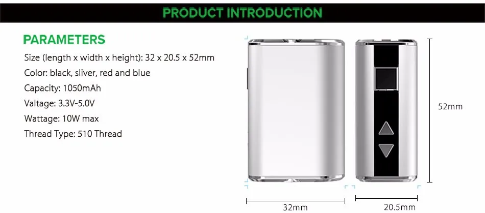 Eleaf mini istick 10 Вт 1050 мАч с светодиодный экран изысканный портативный мини мод аккумулятор 1050 мАч подходит для GS резервуар Атомайзер