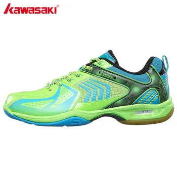

KAWASAKI Green Badminton Shoes Sports Shoes for Men Women PU Leather and Breathable Mesh Indoor Court Sneakers K-139