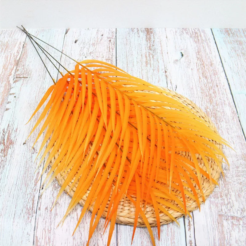 Wholesale Simulated iron Leaves green plants Fake Palm Tree Leaf Greenery for Floral flower Arrangement flore wedding decoration