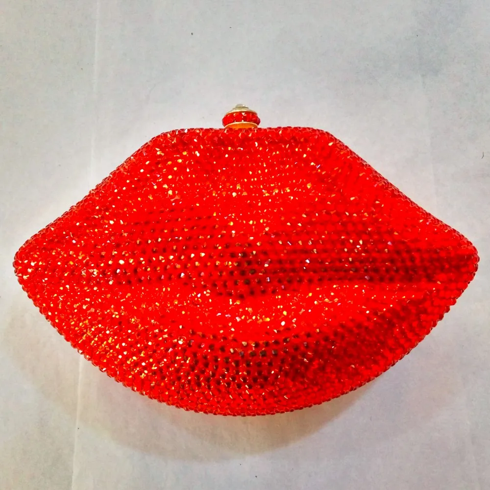 Бутик De FGG черный и красный кристалл губы Сумочка вечерняя женская Свадебный вечерний коктейльный мини сумка