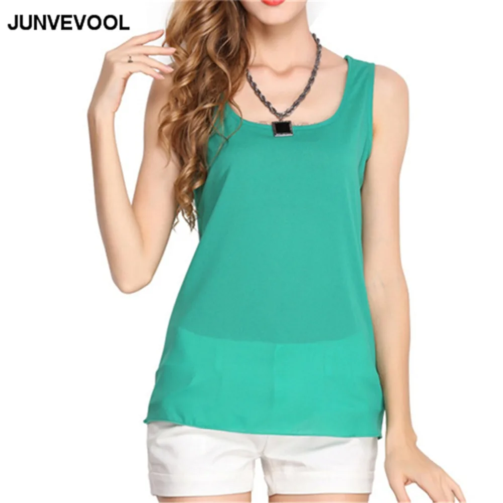Harajuku Chiffon Tank Tops Women Sleeveless Tees Top Summer Tanks Top