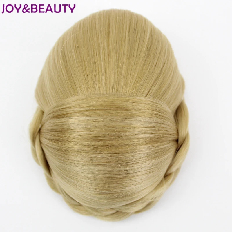 JOY&BEAUTY Gold Colors High Temperature Fiber Synthetic Hair Braided Chignon Clip In Hair Bun Womens Donut Roller Hair Piece