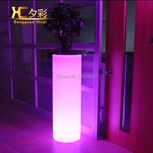 High Plastic LED Flower Floor Pot Color Changing Luminous Cylinder Vase For Garden Living Room Bedroom Dining Room Light Pots