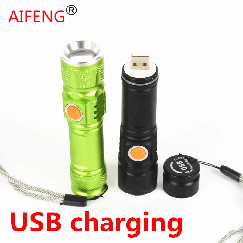 AIFENG Xml T6 Powerful Led Flashlight Usb Torch Charger 18650