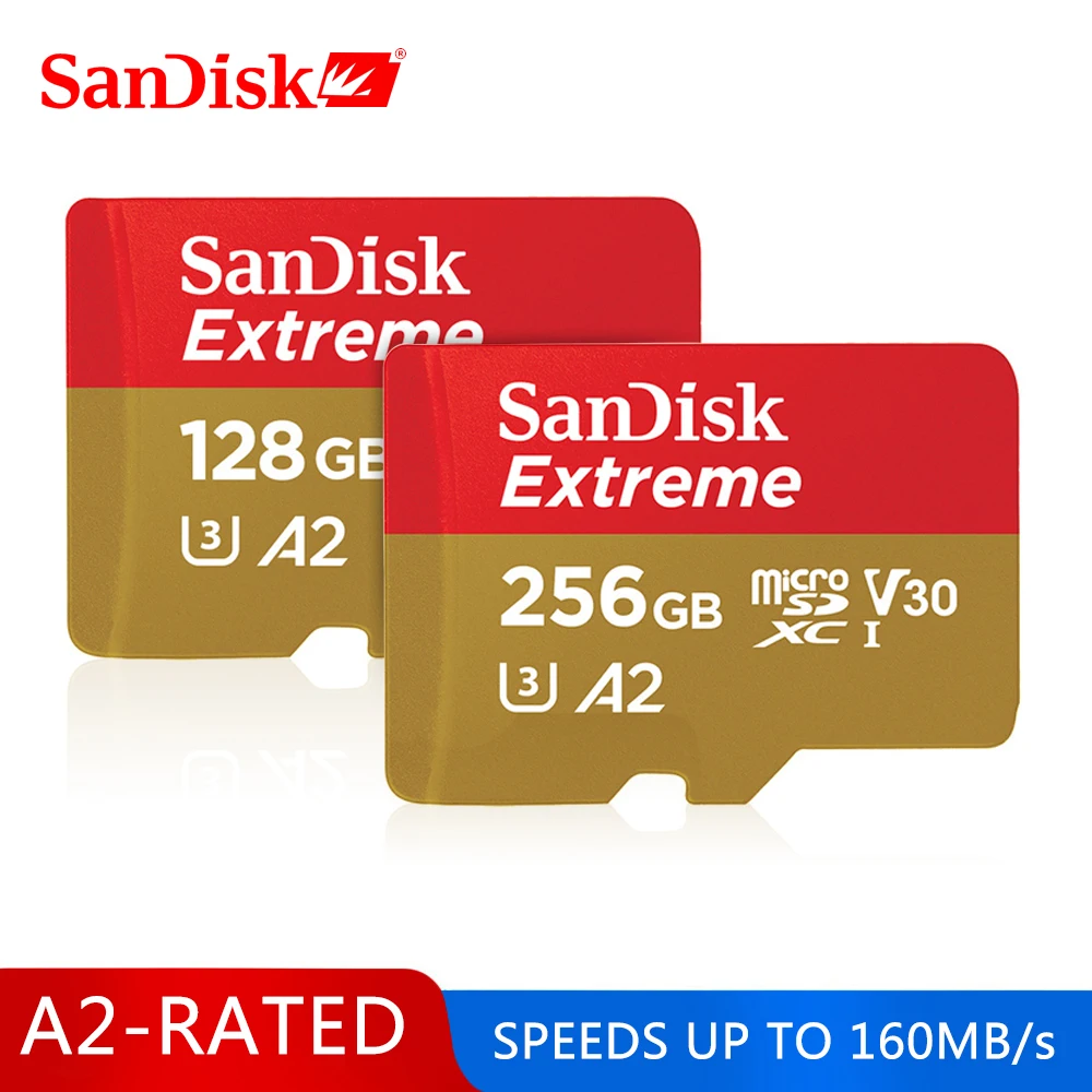 SanDisk карта памяти Экстремальная micro SD карта UHS-I C10 U3 V30 A2 microSDHC/microSDXC Flash 32 Гб 64 Гб 128 ГБ 256 Гб 400 Гб TF карта