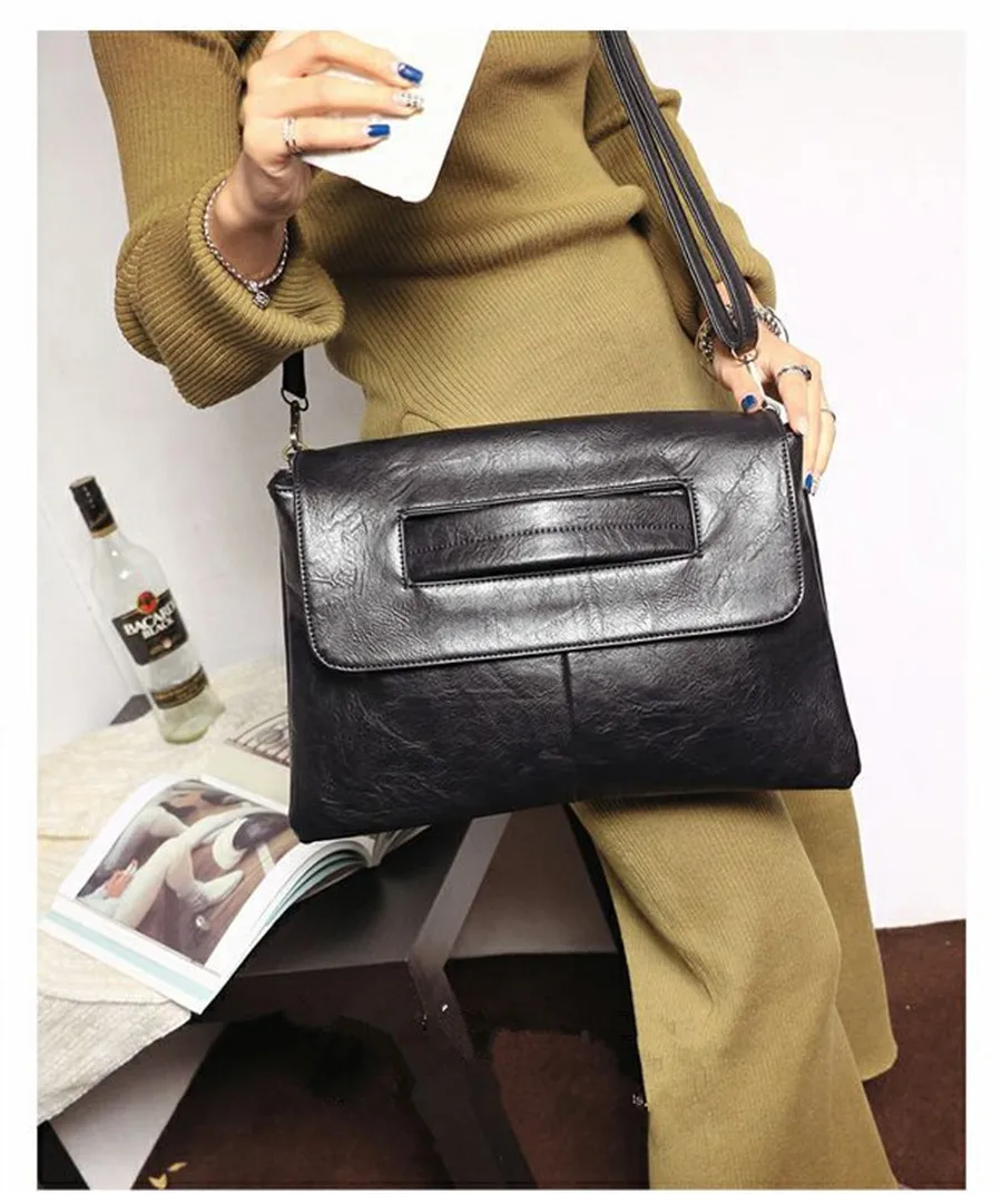 Дизайнерская сумка-клатч из искусственной кожи, сумки-клатчи, одноцветные черные сумки через плечо, женская сумка, женская сумка, XA73WB