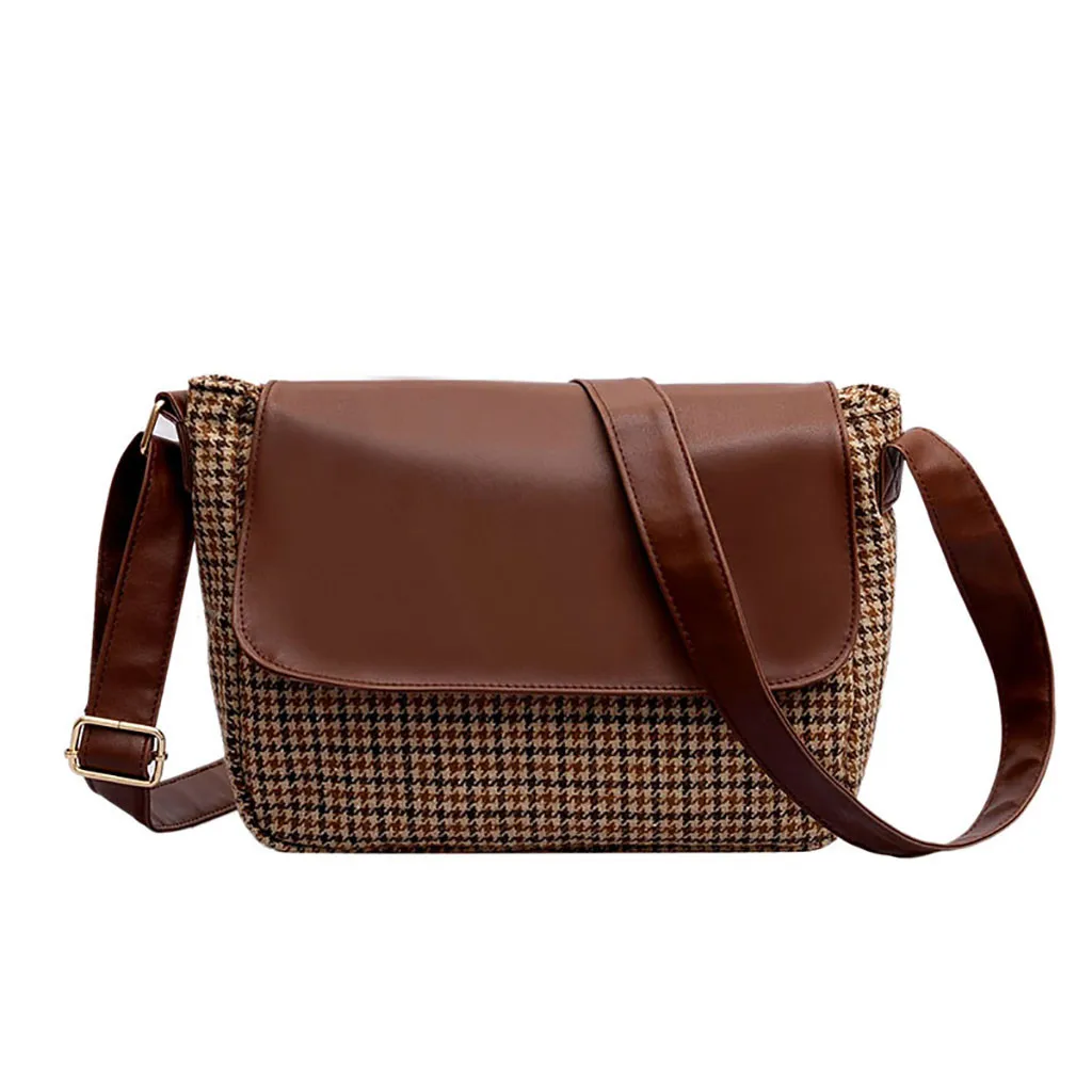 

2019 Spring Summer New Women Retro Woolen Shoulder Bag Simple Art Student fashion Casual Wide Shoulder Strap Bags