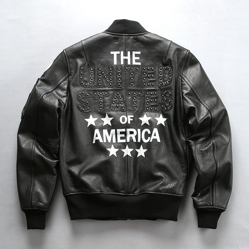 Discount A109 Read Description! Asian size air force flight pilot leather jacket genuine goat leather rider jacket