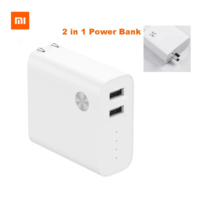 

Original Xiaomi Mi Power Bank 5000mAh Dual USB Fast Charge 2 in 1 Battery Socket Quick Charger for Smart Phone Travel Daily