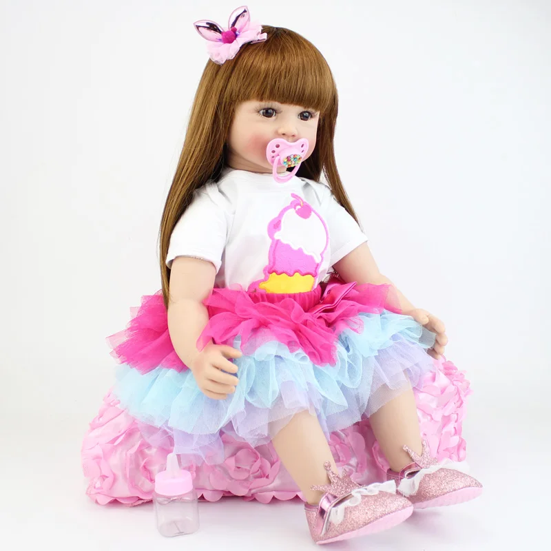 60 см Силиконовые Reborn Baby Doll Игрушки для девочек изысканный винил принцесса малыш живой Bebe дети мода ребенок подарок на день рождения
