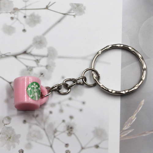 Sell  Coffee cup Keychain Male Car Keyring Metal Auto Key Holder Gift For Men