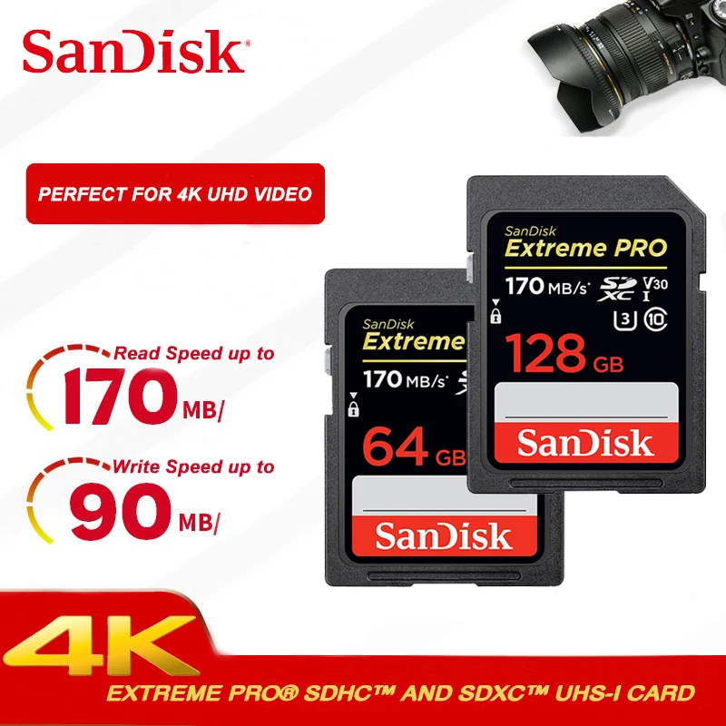  SanDisk Extreme PRO sd card 128gb 256gb SDXH up to 170MB/s read speed sd card 64gb 32gb 16gb up to 