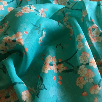 

High quality ramie sewing fabric Beautiful printing fabric High-end thin style dresses tissu
