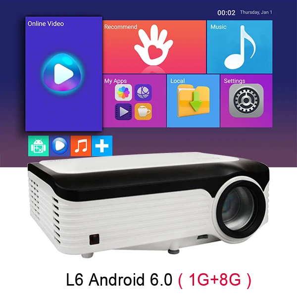 Everycom L6 1080p Full HD проектор 1920*1080 мини портативный светодиодный видеопроектор wifi Smart Android, мультимедийный проектор для Iphone - Цвет: L6 Android 6.0