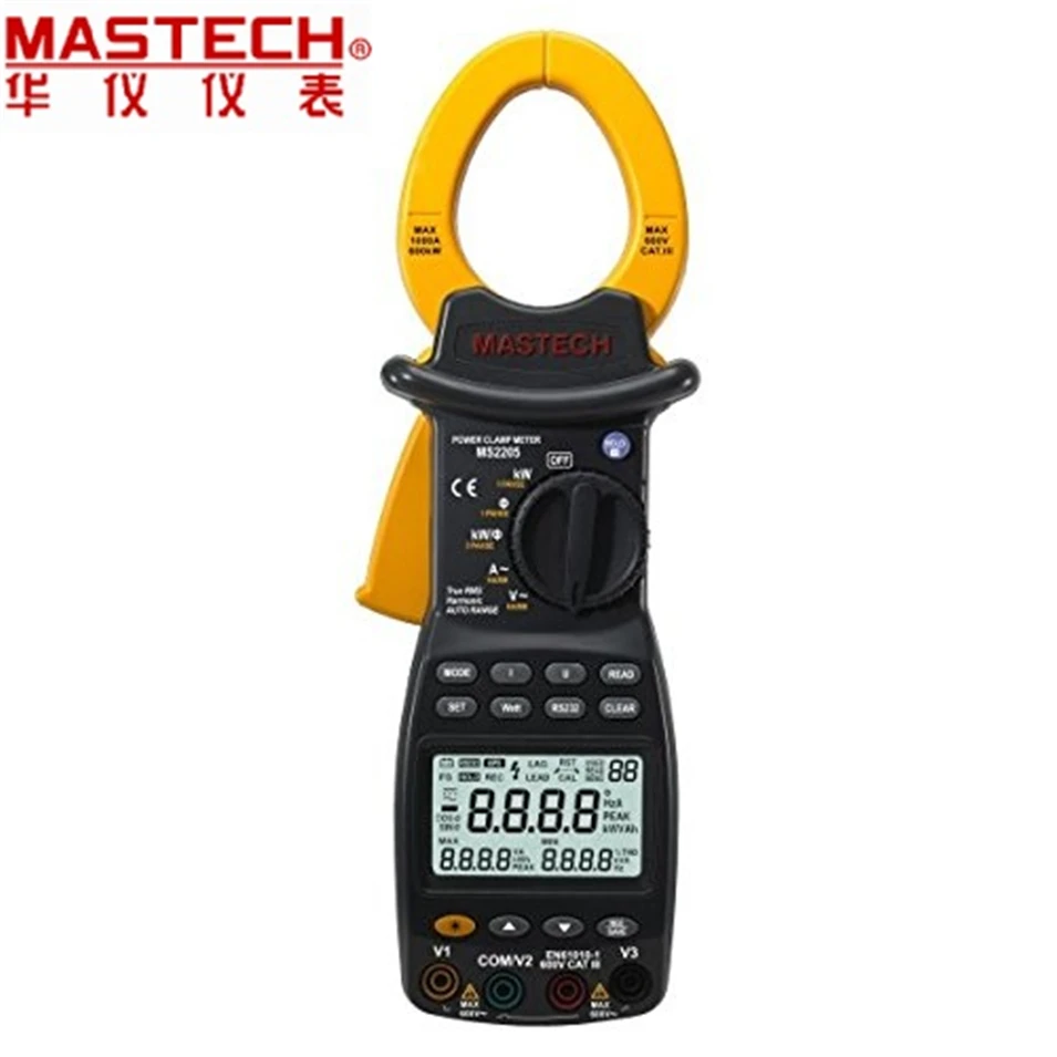 

TRUE RMS Harmonic Power Meter Auto Ranging Smart Digital Power Clamp Tester With Back Light And Rs232 Interface MASTECH MS2205