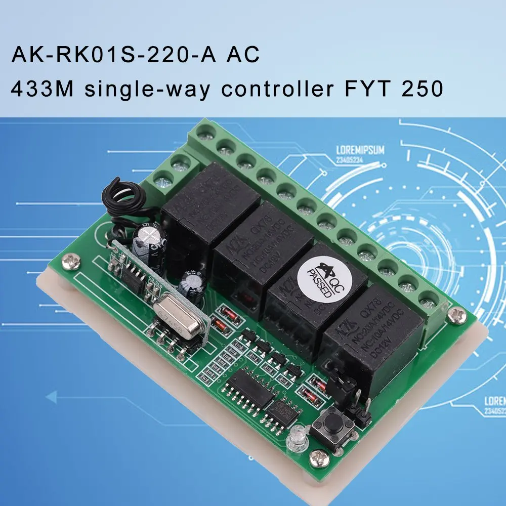 

FYT260 433m DC12v 4way Relay Receiving Module +4 RF Remote Transmitter Control Universal Wireless Remote Control Switch