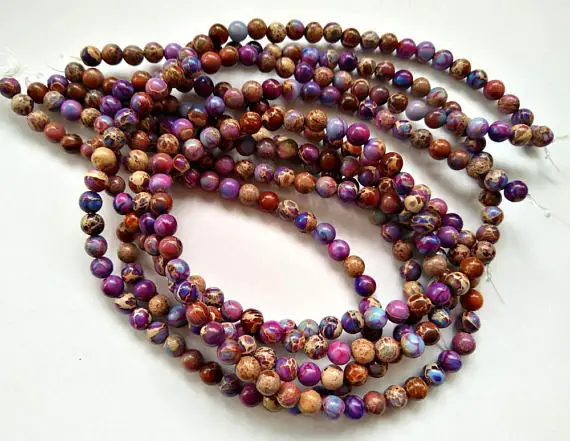 

4\6\8\10\12mm Impression Jasper Jewelry Jasper Necklace round Violet Red gemstone beads blue Green Jasper Beads Full strand 16"