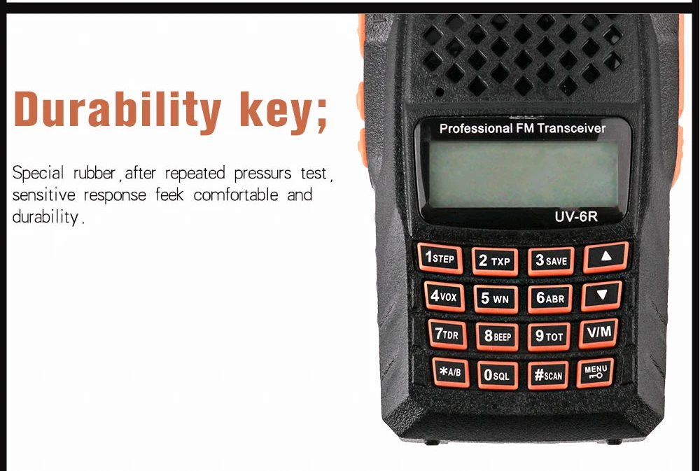 BAOFENG UV-6R VHF UHF Handheld Interphone with LCD Receiver 128 Chs 1750Hz Call Tone CB Radio DTMF Encode Emergency Alarm VOX (15)