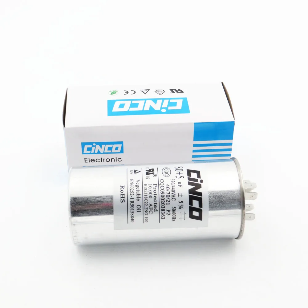 

80uF+5uF 370/440VAC Run Capacitor Air Conditioner Compressor Motor Start Capacitor CBB65 Aluminum Can P2 CBB65A-1 370V 440V
